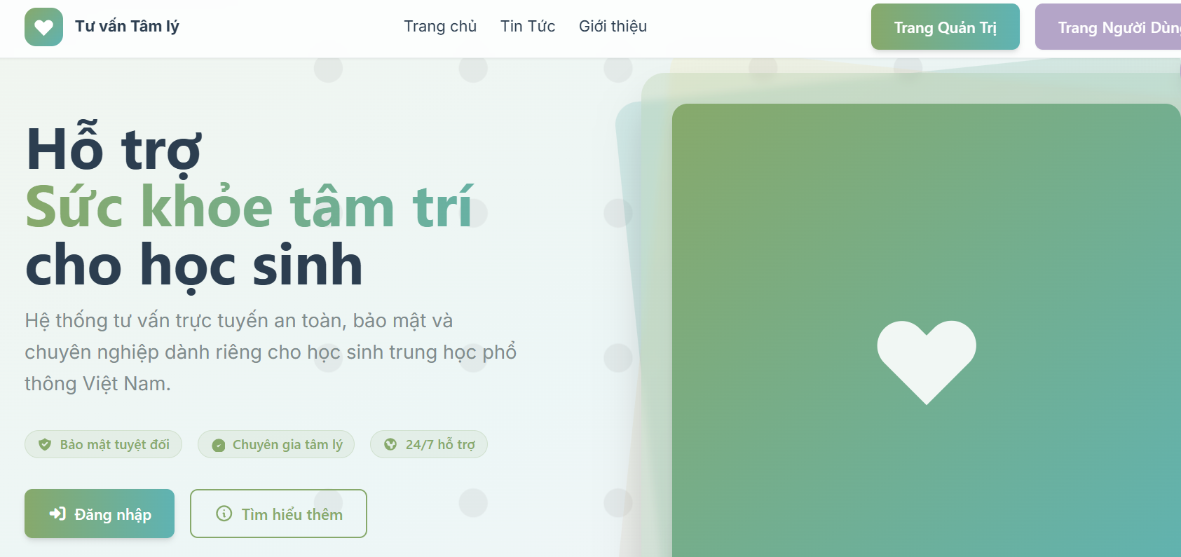 Triển khai ứng dụng tư vấn tâm lý học đường